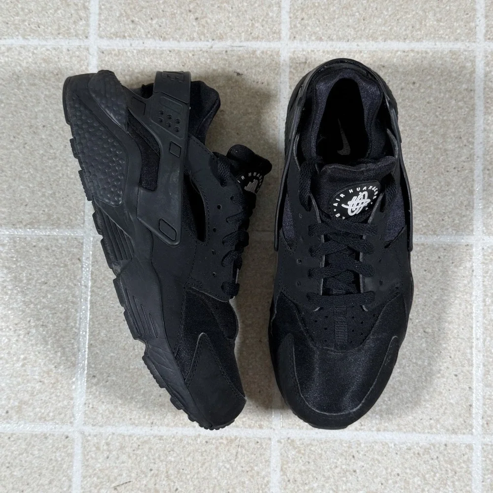 Nike Air Huarache Men's Size 8 Running Shoes Triple Black Sneakers 318429-003